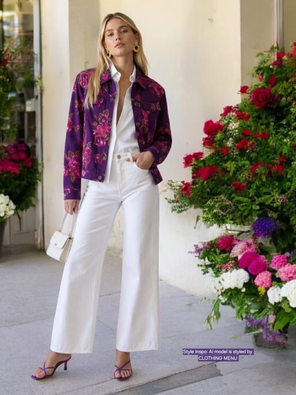 ISAAC MIZRAHI Purple Floral Print Jean Style Jacket | Women's Size: 10
